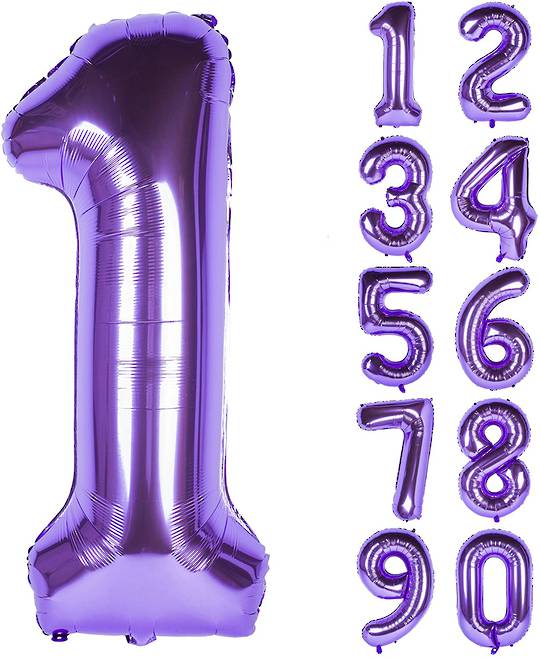 PUPLE XL (86cm) Foil Number Balloons - Not filled